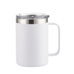 Wholesale 16oz Matte Powder-Coated Stainless Steel Handle Mug | B2B Laser-Ready Thermal Drinkware