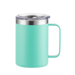 Wholesale 16oz Matte Powder-Coated Stainless Steel Handle Mug | B2B Laser-Ready Thermal Drinkware
