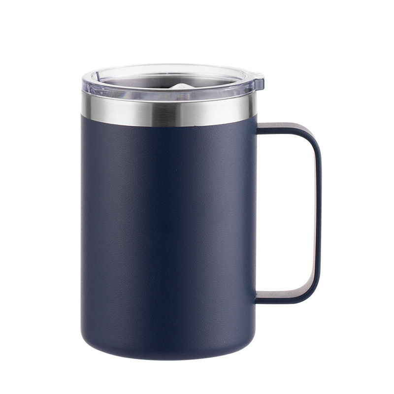 Wholesale 16oz Matte Powder-Coated Stainless Steel Handle Mug | B2B Laser-Ready Thermal Drinkware