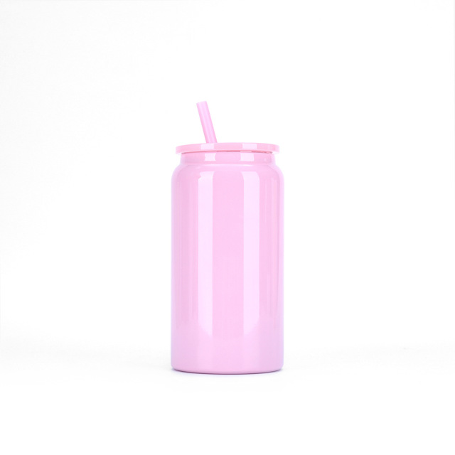 16oz Double - Wall Stainless Steel Straw Can - Shaped Tumbler, Pantone Customizable