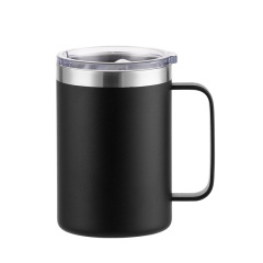 Wholesale 16oz Matte Powder-Coated Stainless Steel Handle Mug | B2B Laser-Ready Thermal Drinkware
