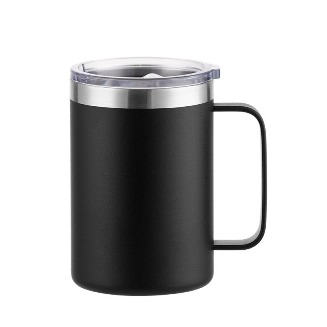 Wholesale 16oz Matte Powder-Coated Stainless Steel Handle Mug | B2B Laser-Ready Thermal Drinkware