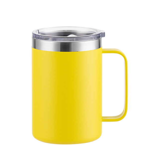 Wholesale 16oz Matte Powder-Coated Stainless Steel Handle Mug | B2B Laser-Ready Thermal Drinkware