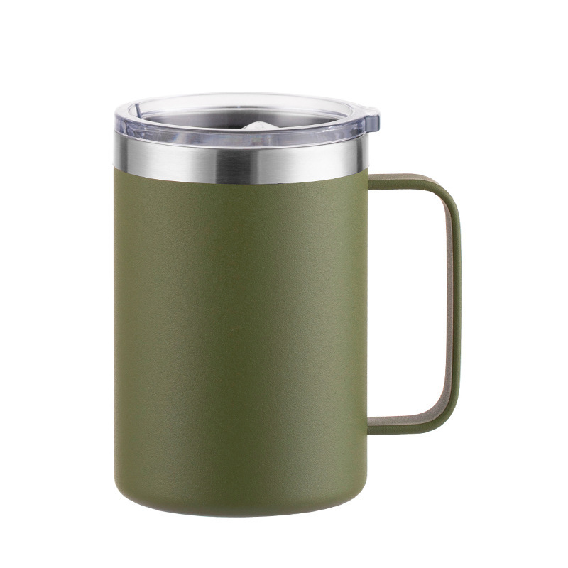 Wholesale 16oz Matte Powder-Coated Stainless Steel Handle Mug | B2B Laser-Ready Thermal Drinkware