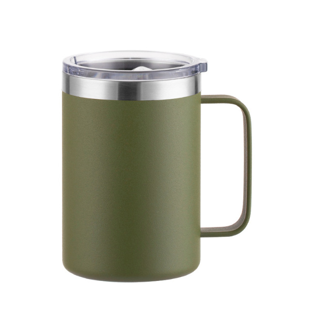 Wholesale 16oz Matte Powder-Coated Stainless Steel Handle Mug | B2B Laser-Ready Thermal Drinkware