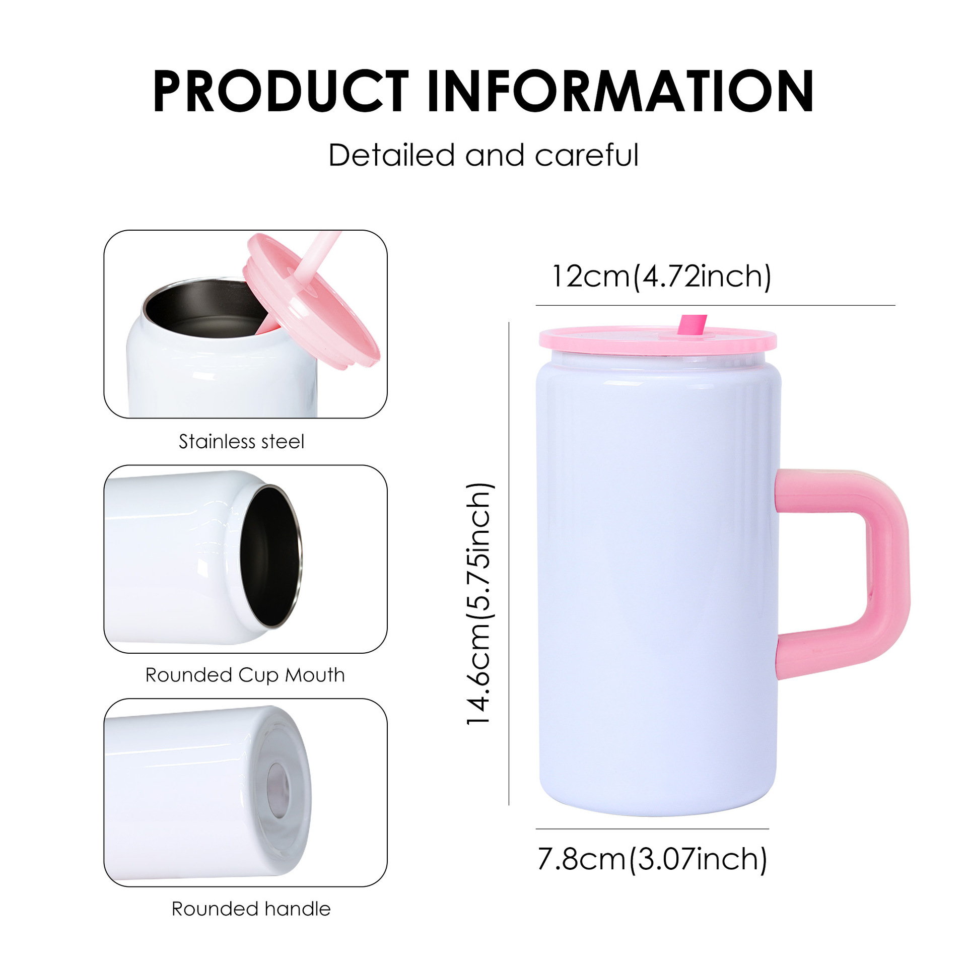 Wholesale 16oz Stainless Steel Tumblers with Handle - B2B Drinkware Supplier