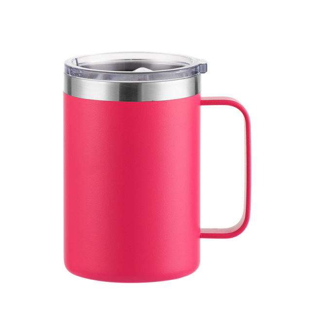Wholesale 16oz Matte Powder-Coated Stainless Steel Handle Mug | B2B Laser-Ready Thermal Drinkware