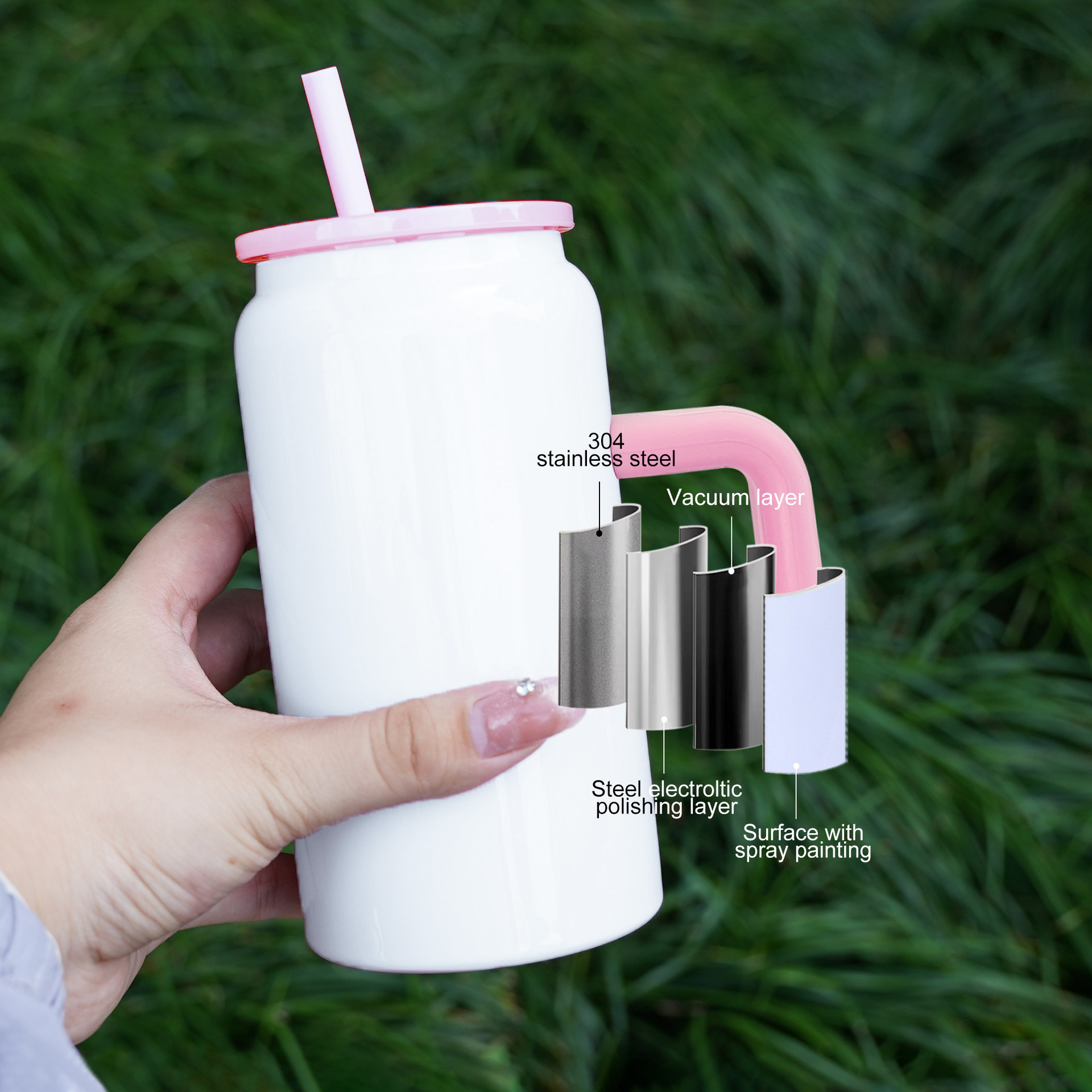 Wholesale 16oz Stainless Steel Tumblers with Handle - B2B Drinkware Supplier