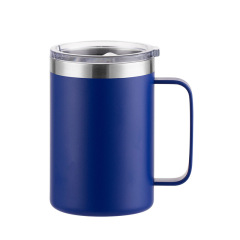 Wholesale 16oz Matte Powder-Coated Stainless Steel Handle Mug | B2B Laser-Ready Thermal Drinkware