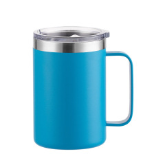 Wholesale 16oz Matte Powder-Coated Stainless Steel Handle Mug | B2B Laser-Ready Thermal Drinkware