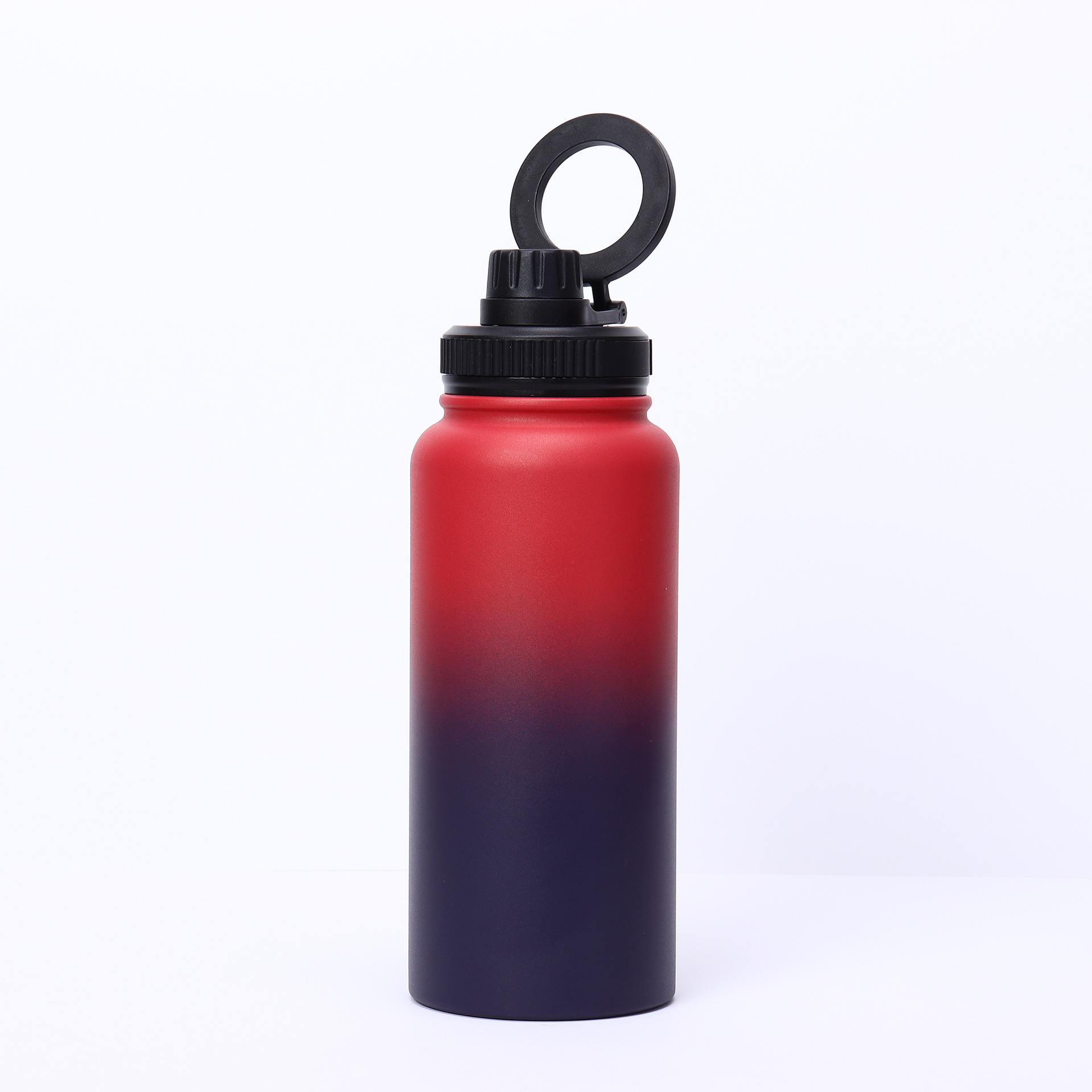 Bulk 32oz Double-Walled Stainless Steel Water Bottles with Patented Magnetic Phone Holder Lid, Custom Gradient Colors, Low MOQ 100 for Corporate Gifts