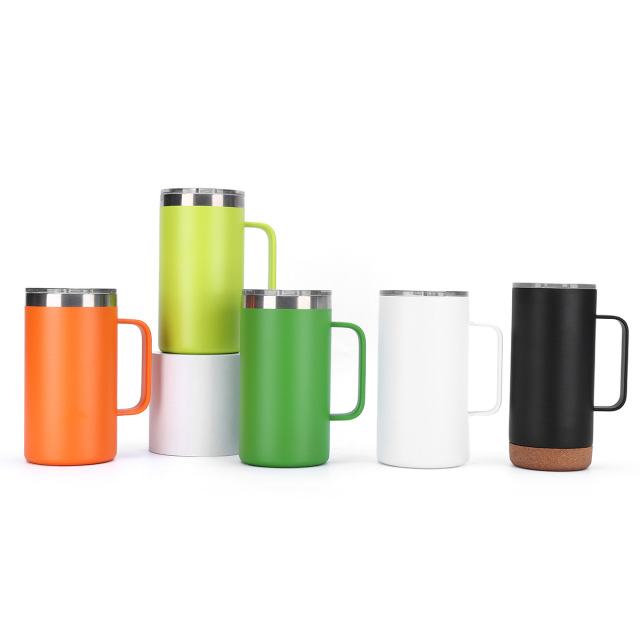 Wholesale 24oz Matte Spray-Coated Stainless Steel Handle Cup | B2B Dual Base Thermal Mugs