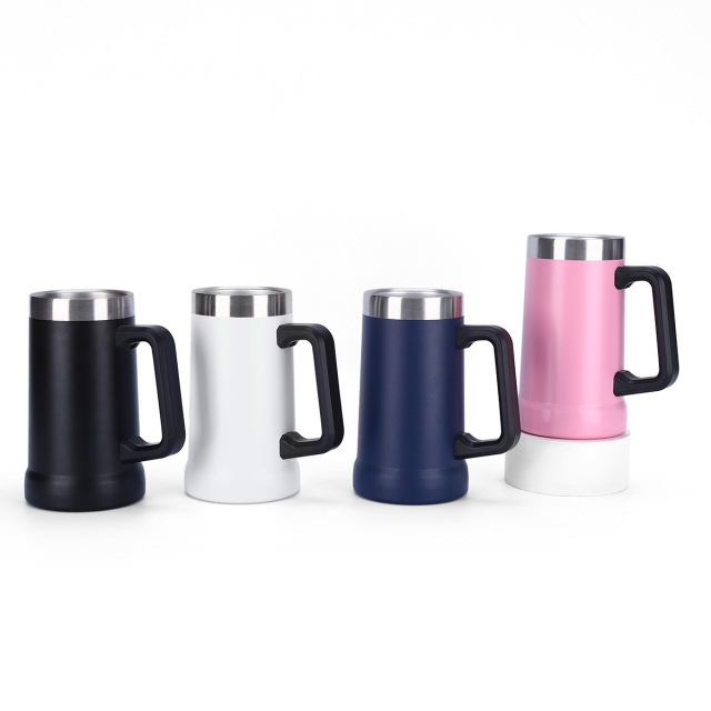 Wholesale 24oz Spray-Coated Stainless Steel Handle Cup | B2B Office Thermal Mugs