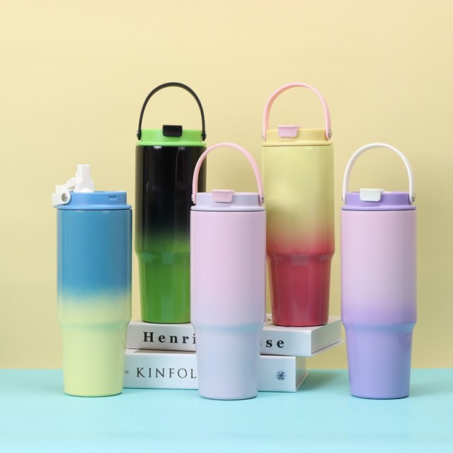 Wholesale 30oz Gradient Spray Painted Stainless Steel Handle Cup | B2B Thermal Tumbler Supplier