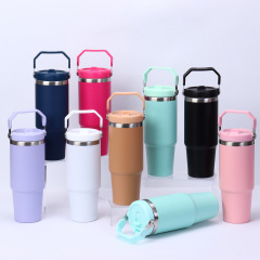 30oz Double-Walled Stainless Steel Vacuum Insulated Travel Mug with Handle