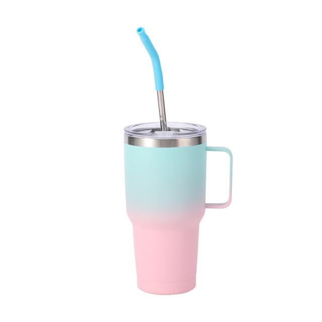 Wholesale 30oz Gradient Spray Coated Stainless Steel Handle Cup | B2B Thermal Tumbler Supplier