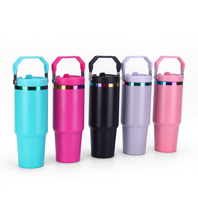 Wholesale 30oz Full-Body Electroplated Stainless Steel Tumbler | B2B Spray Coated Edge Handle Cups