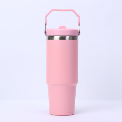 30oz Double-Walled Stainless Steel Vacuum Insulated Travel Mug with Handle
