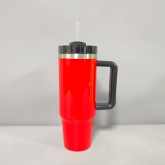 Bulk 30oz Double-Wall Stainless Steel Tumbler – Neon Fluorescent Coating, Handle & Straw Lid