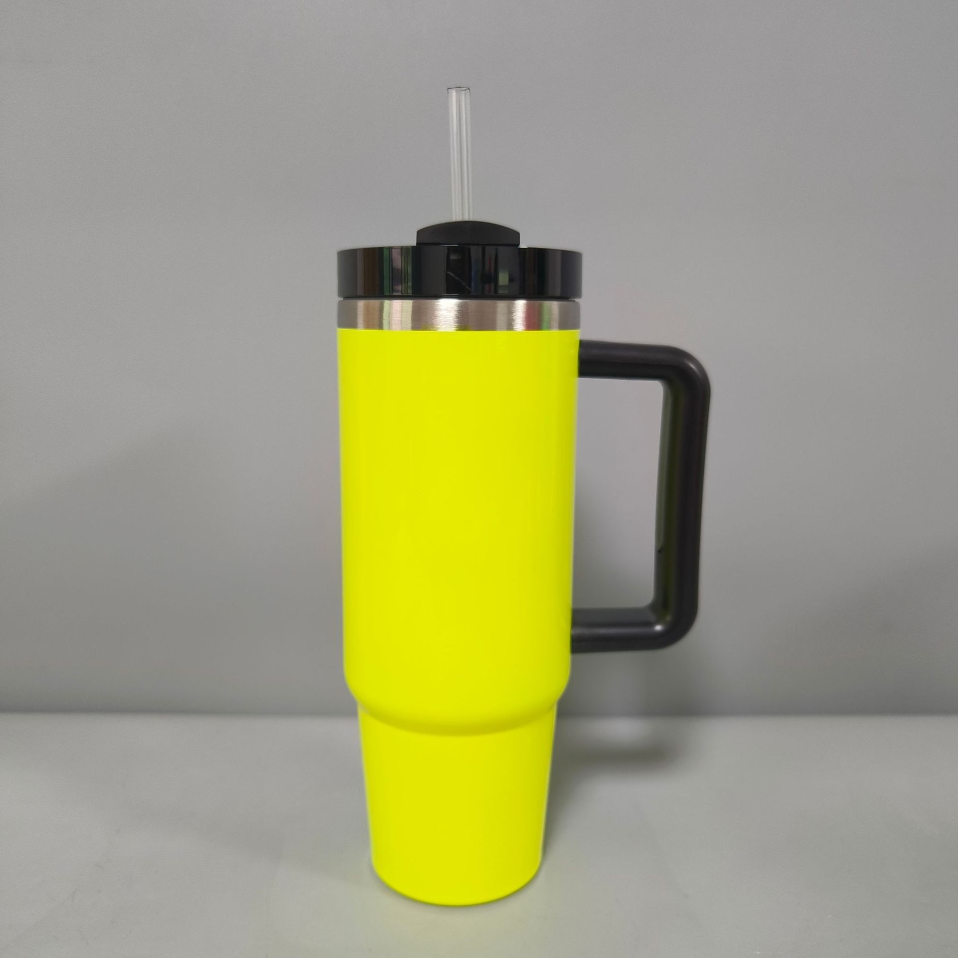 Bulk 30oz Double-Wall Stainless Steel Tumbler – Neon Fluorescent Coating, Handle & Straw Lid