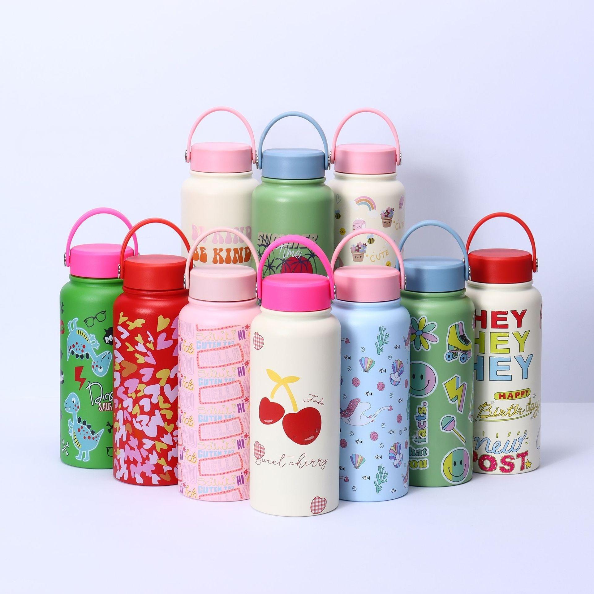 Bulk 32oz Double-Walled Stainless Steel Water Bottles - Custom Patterns & Pantone Colors, Low MOQ 100 for Kids' Brands & Corporate Gifts