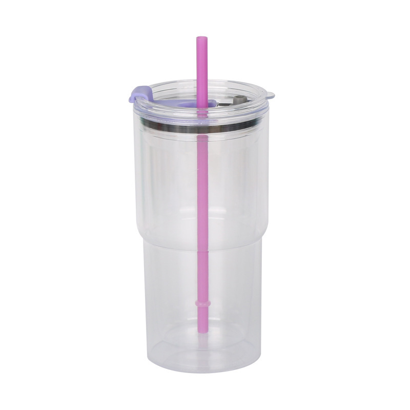 20oz DIY Snowglobe Tumbler with Dual-Drinking Lid & Pre-Drilled Base Hole | B2B Double-Wall Plastic Custom Drinkware