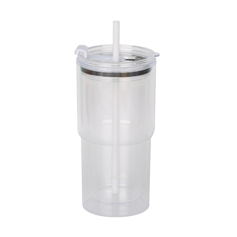 20oz DIY Snowglobe Tumbler with Dual-Drinking Lid & Pre-Drilled Base Hole | B2B Double-Wall Plastic Custom Drinkware