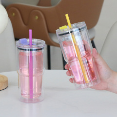 20oz DIY Snowglobe Tumbler with Dual-Drinking Lid & Pre-Drilled Base Hole | B2B Double-Wall Plastic Custom Drinkware