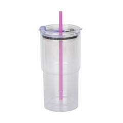 20oz DIY Snowglobe Tumbler with Dual-Drinking Lid & Pre-Drilled Base Hole | B2B Double-Wall Plastic Custom Drinkware