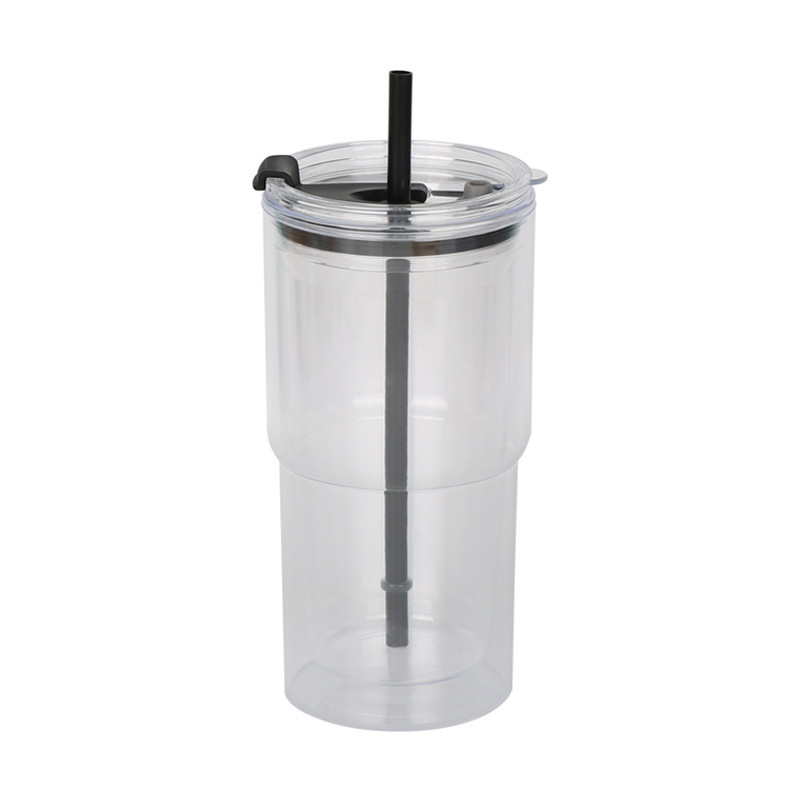 20oz DIY Snowglobe Tumbler with Dual-Drinking Lid & Pre-Drilled Base Hole | B2B Double-Wall Plastic Custom Drinkware