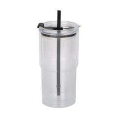 20oz DIY Snowglobe Tumbler with Dual-Drinking Lid & Pre-Drilled Base Hole | B2B Double-Wall Plastic Custom Drinkware