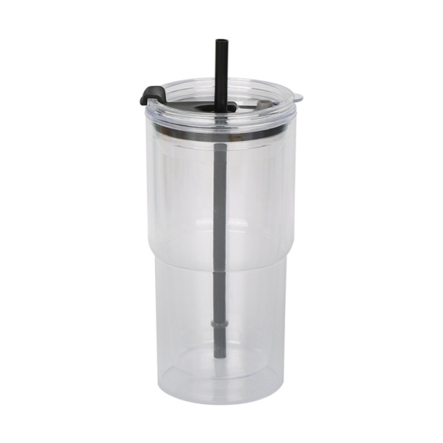 20oz DIY Snowglobe Tumbler with Dual-Drinking Lid & Pre-Drilled Base Hole | B2B Double-Wall Plastic Custom Drinkware