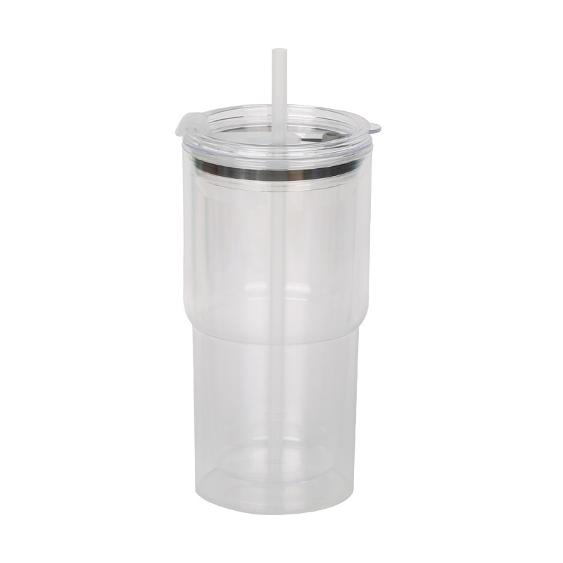 20oz DIY Snowglobe Tumbler with Dual-Drinking Lid & Pre-Drilled Base Hole | B2B Double-Wall Plastic Custom Drinkware