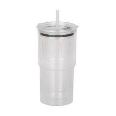 20oz DIY Snowglobe Tumbler with Dual-Drinking Lid & Pre-Drilled Base Hole | B2B Double-Wall Plastic Custom Drinkware