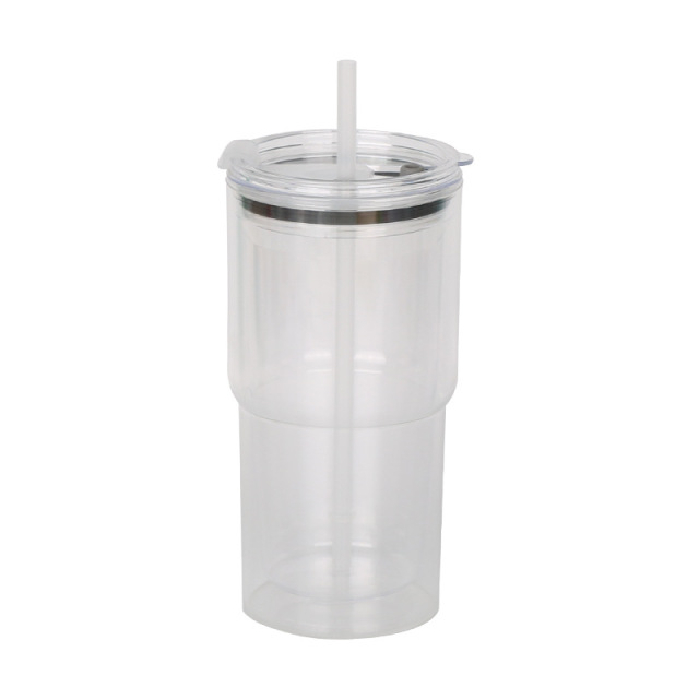 20oz DIY Snowglobe Tumbler with Dual-Drinking Lid & Pre-Drilled Base Hole | B2B Double-Wall Plastic Custom Drinkware