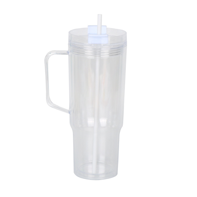 Wholesale 40oz DIY Snowglobe Tumbler with Handle | B2B Double-Wall Plastic Custom Drinkware