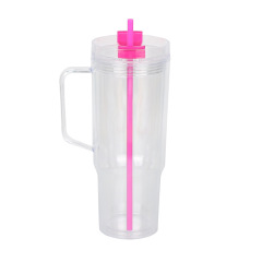 Wholesale 40oz DIY Snowglobe Tumbler with Handle | B2B Double-Wall Plastic Custom Drinkware