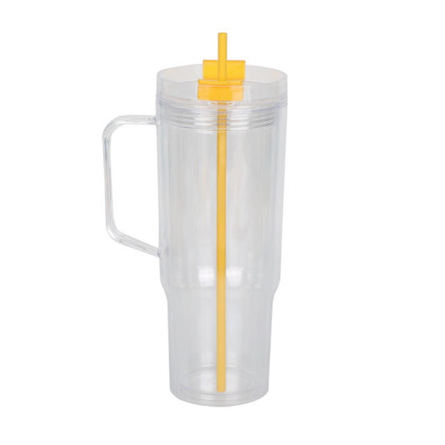 Wholesale 40oz DIY Snowglobe Tumbler with Handle | B2B Double-Wall Plastic Custom Drinkware