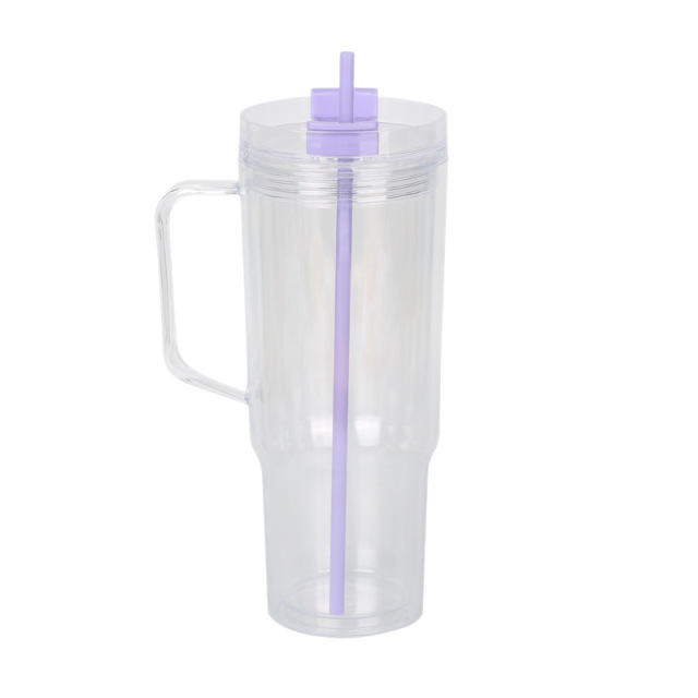 Wholesale 40oz DIY Snowglobe Tumbler with Handle | B2B Double-Wall Plastic Custom Drinkware