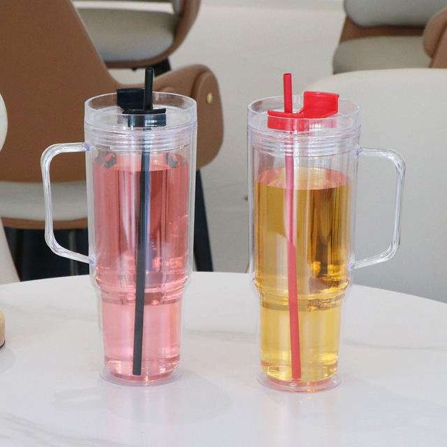Wholesale 40oz DIY Snowglobe Tumbler with Handle | B2B Double-Wall Plastic Custom Drinkware