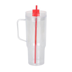 Wholesale 40oz DIY Snowglobe Tumbler with Handle | B2B Double-Wall Plastic Custom Drinkware