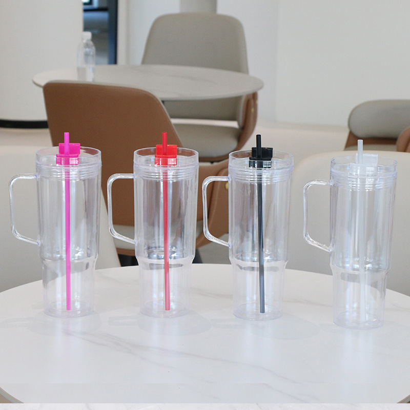 Wholesale 40oz DIY Snowglobe Tumbler with Handle | B2B Double-Wall Plastic Custom Drinkware