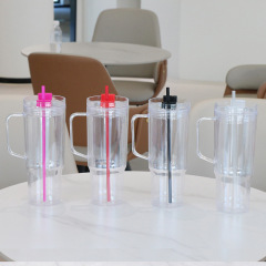 Wholesale 40oz DIY Snowglobe Tumbler with Handle | B2B Double-Wall Plastic Custom Drinkware