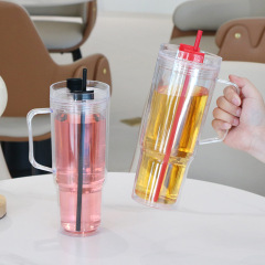 Wholesale 40oz DIY Snowglobe Tumbler with Handle | B2B Double-Wall Plastic Custom Drinkware