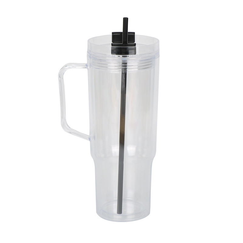 Wholesale 40oz DIY Snowglobe Tumbler with Handle | B2B Double-Wall Plastic Custom Drinkware