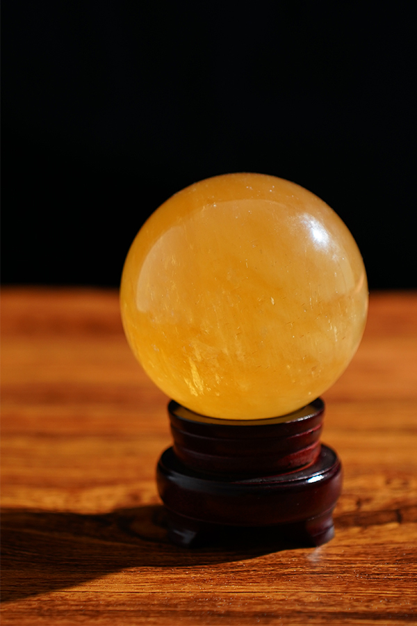Golden Empowerment Natural Crystal House Harmony Sphere