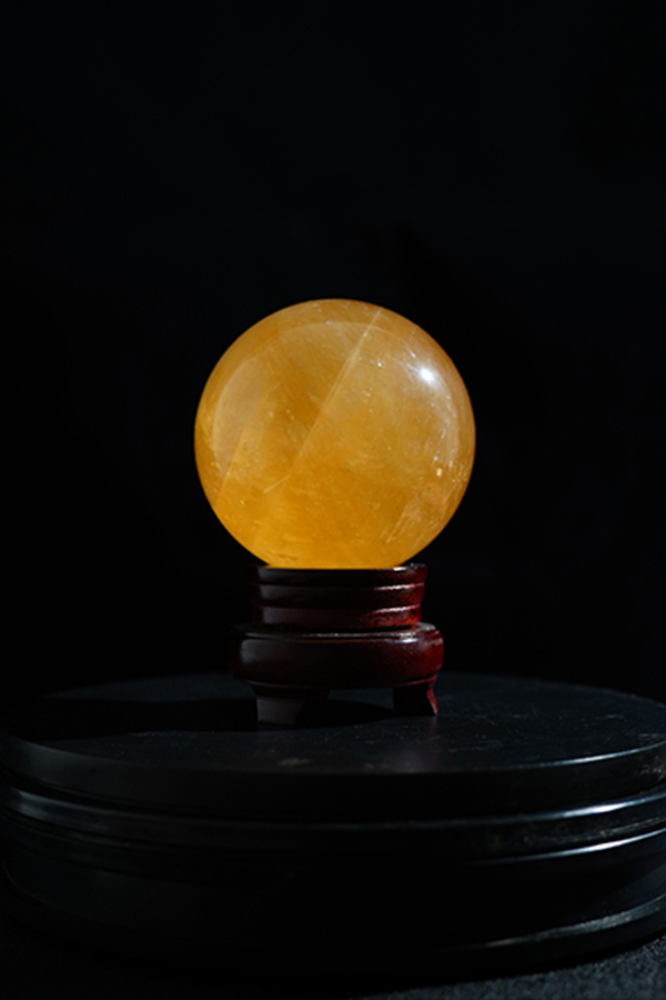 Golden Empowerment Natural Crystal House Harmony Sphere