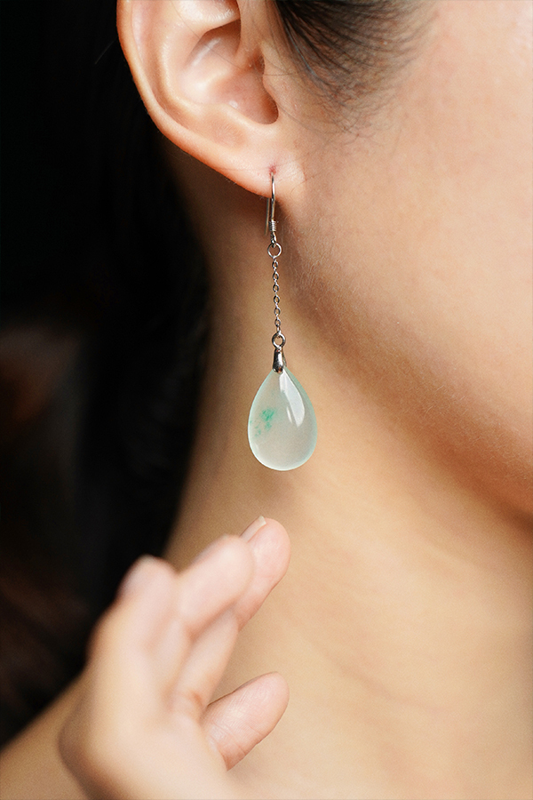 Moon Dew Jade Earrings for Focus and Fortune