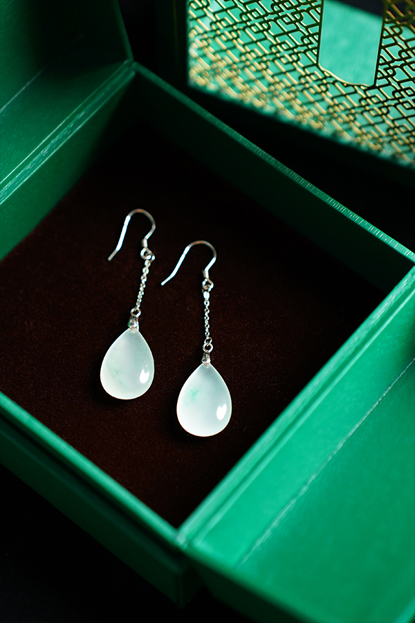 Moon Dew Jade Earrings for Focus and Fortune