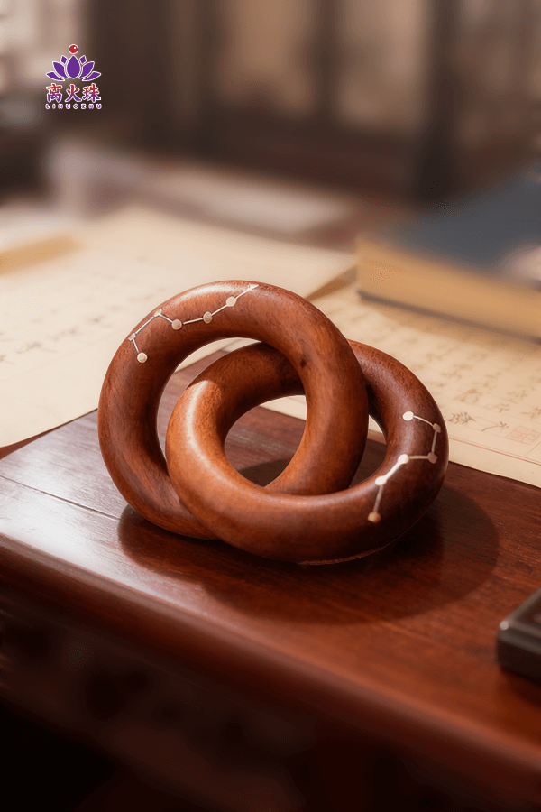 Lightning-Struck Jujube Wood Six-Star and Seven-Star Heaven-Earth Amulet Round Handheld Carving